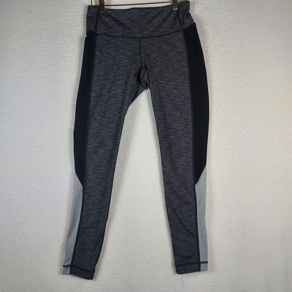Athleta Aspire Leggings Womens Small Gray Black Colorblock Compression Mid Rise